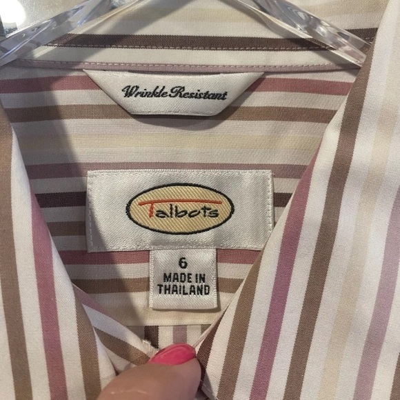 Talbots‎ Wrinkle Resistant Striped Button Up Classic Dress Shirt Womens 6 (876) - Picture 3 of 4